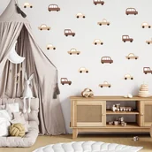 Naklejki na ścianę - Naklejki na ścianę auta autka samochody boho beżowe - miniaturka - grafika 1