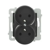 Gniazdka elektryczne - Polmark Gniazdo podwójne 2 x 2P + Z ROSA czarny - miniaturka - grafika 1