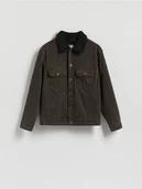 Kurtki męskie - Reserved - Jeansowa kurtka sherpa - brązowy - miniaturka - grafika 1