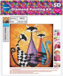 Mozaika diamentowa 5D KIT 20x20cm CENTRUM 89622 kot /0452-6301-92/ PP1015-KOT - Malowanie po numerach - miniaturka - grafika 2