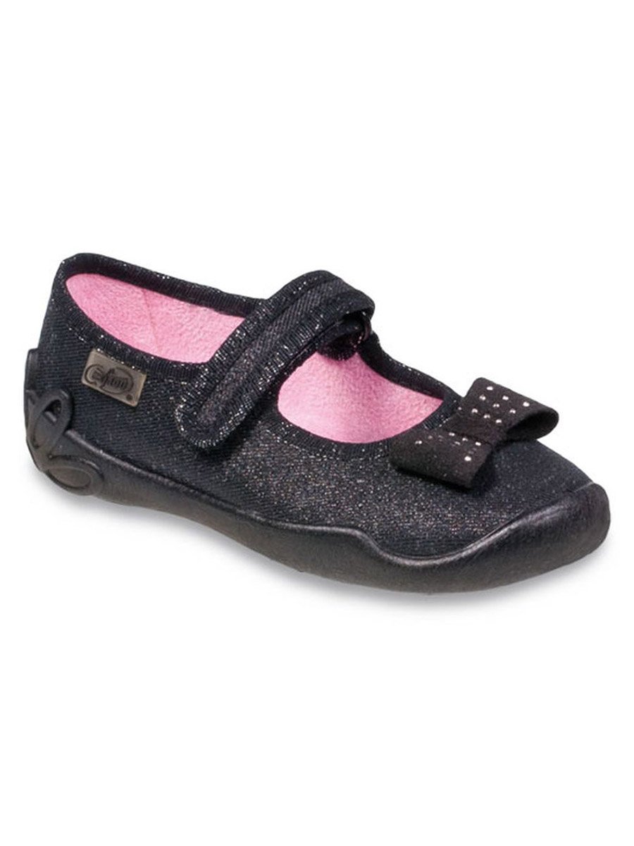 Dziewczęce kapcie z kokardką czarne Befado