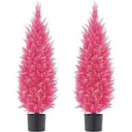 Sztuczne kwiaty - DLD Zestaw 2 Sztucznych Drzew Cedrowych 110 cm - Różowe - miniaturka - grafika 1
