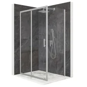 Kabiny prysznicowe - Kabina prysznicowa prostokątna przesuwne srebrna 100x90cm szkło 6mm + powłoka - miniaturka - grafika 1