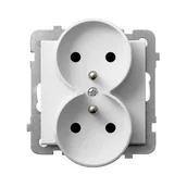 Gniazdka elektryczne - Ospel Gniazdo podwójne z/u SONATA - biały mat - miniaturka - grafika 1