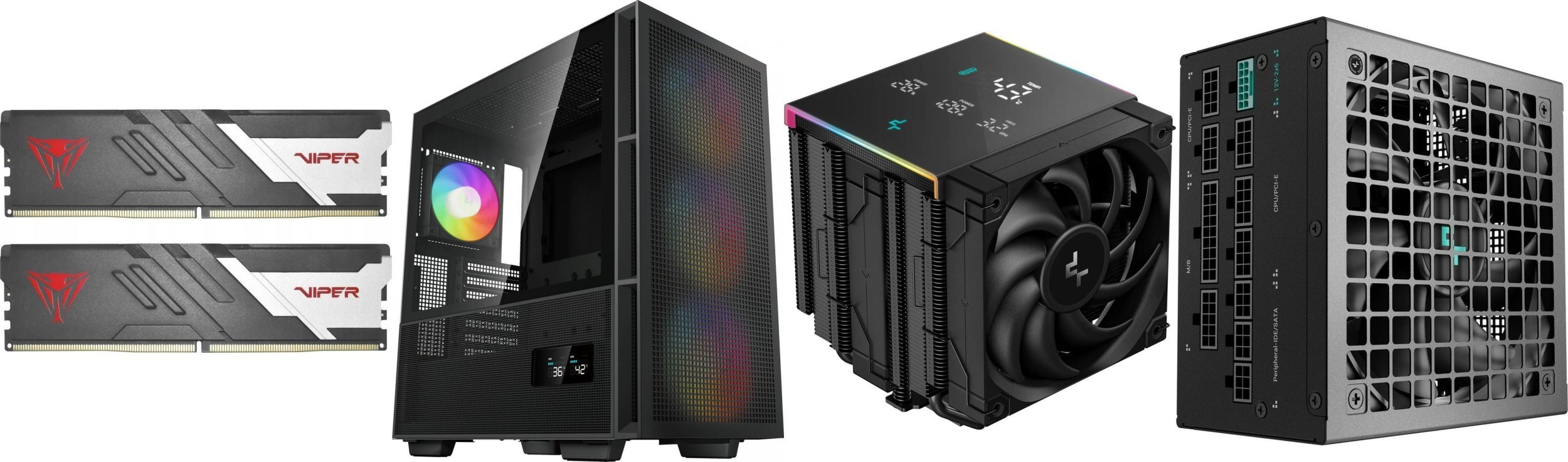 Pamięć Patriot Viper Venom, DDR5, 32 GB, 6000MHz, CL30 PVV532G600C30K + Zasilacz PN1000M + Chłodzenie AK620 Digital Pro + Obudowa CH560 ARGB Digital Czarna