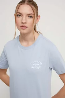 Koszulki sportowe damskie - Converse t-shirt bawełniany damski kolor niebieski - grafika 1