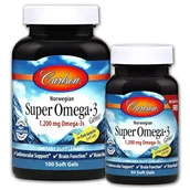 Witaminy i minerały dla sportowców - CARLSON Norwegian Super Omega-3 Gems 1,200mg Omega-3s 100caps + 30caps - miniaturka - grafika 1