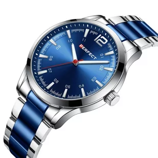 Zegarek Srebrny zegarek męski bransoleta duży solidny Perfect M115 - Zegarki męskie - miniaturka - grafika 2