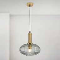 Lampy sufitowe - ORION Lampa wisząca Carneval, antyczny mosiądz/dymny szary, Ø 25 cm, szkło - miniaturka - grafika 1