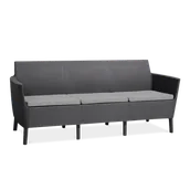Ławki ogrodowe - Allibert Ogrodowa polirattanowa sofa SALEMO - trzyosobowa, grafitowa - miniaturka - grafika 1