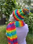 Czapki damskie - Czapka z dużym pomponem EUFORIA Tęcza - miniaturka - grafika 1