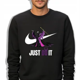 Bluza Dresowa Męska Czarna JUST DO IT Swoosh Sportowe Wzory Rozmiar S - Bluzy męskie - miniaturka - grafika 1