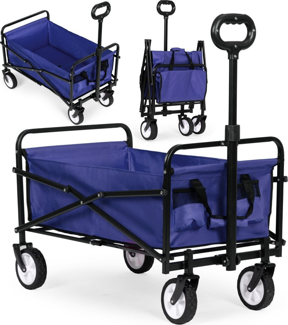 Wózek plażowy transportowy ogrodowy składany niebieski 48x90 cm MultiGarden