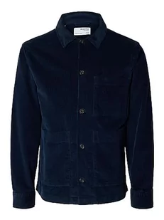 SELETED HOMME Męska koszula sztruksowa Slhloosetony-Cord Overshirt Noos, niebieski, M - Koszule męskie - miniaturka - grafika 1