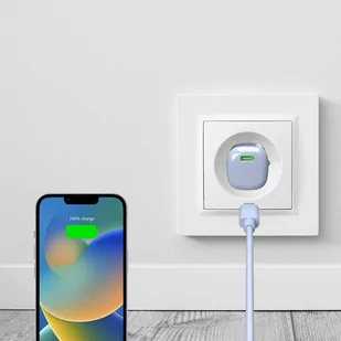 PURO MiniPro Wall Charger GaN - Ładowarka sieciowa 1 x USB-C 20W PD (niebieski) - Ładowarki do telefonów - miniaturka - grafika 2