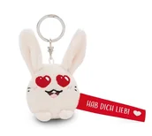 Plecaki - NICI 62050 breloczek do kluczy z motywem króliczka "Hab Dich lieb" 5 cm biały towarzysz do plecaka lub torby, uchwyt na klucze dla małych i dużych 62050 - miniaturka - grafika 1
