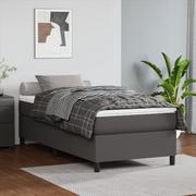 Łóżka - Łóżko kontynentalne z materacem, szare, ekoskóra 80x200 cm Lumarko - miniaturka - grafika 1