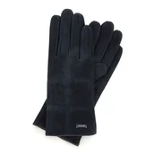 Rękawiczki - Damskie rękawiczki zamszowe z przeszyciami - miniaturka - grafika 1