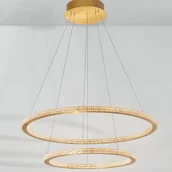 Lampy sufitowe - MLAMP Wisząca LAMPA modernistyczna 139011139 MLAMP okrągła OPRAWA metalowy ZWIS glamour LED 56W 2926K pierścień ring złoty 139011139 - miniaturka - grafika 1