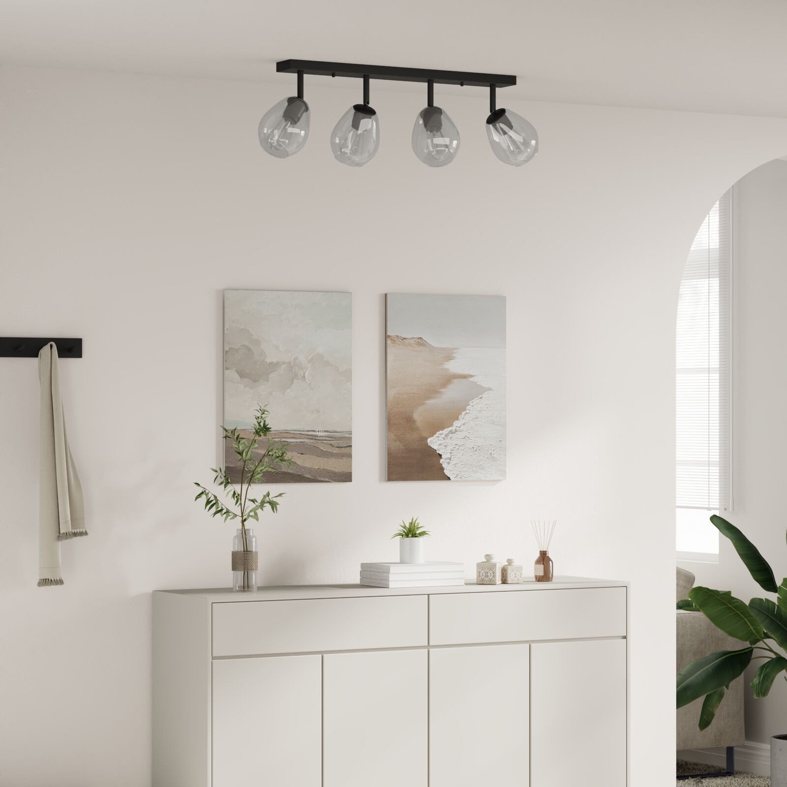 vidaXL Czarny, Przezroczysty Metal, Szkło Jeden rozmiar Lampa sufitowa