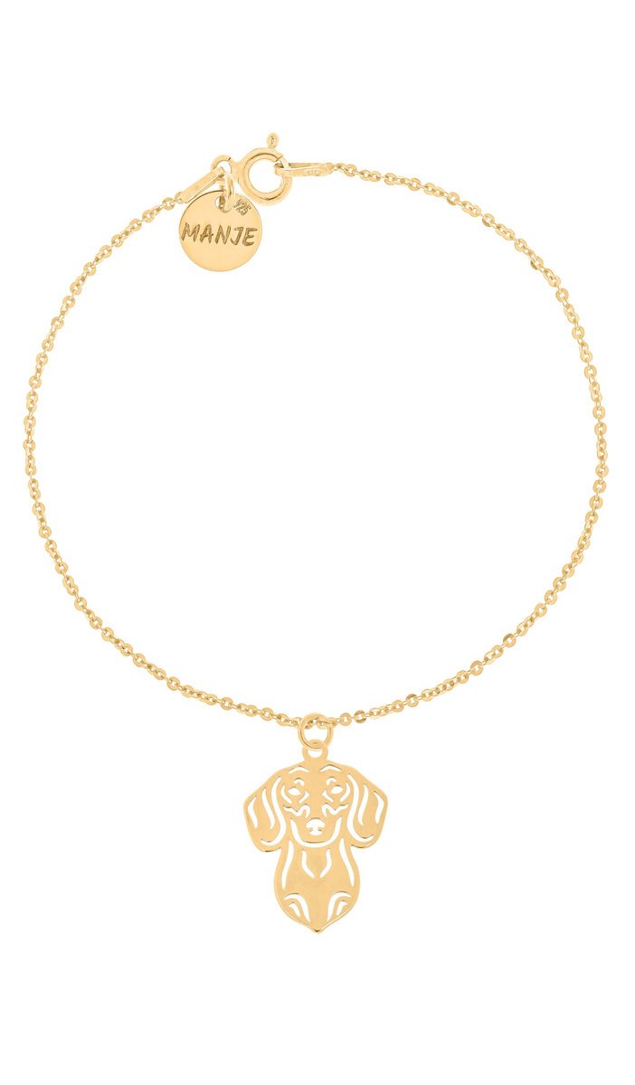 Pozłacana bransoletka z psem Jamnik