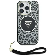 Etui i futerały do telefonów - Etui Guess HC IML Leopard Triangle Cord Strap do iPhone 16 MagSafe czarny - miniaturka - grafika 1