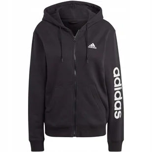 Bluza damska adidas Essentials Linear Full-Zip French Terry Hoodie czarna I - Bluzy damskie - miniaturka - grafika 1