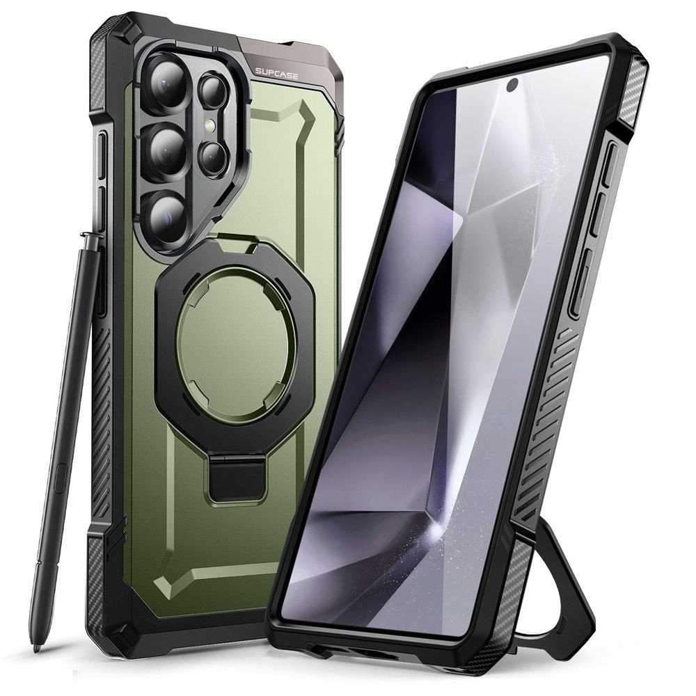 Supcase Etui pancerne UB Grip Mag do MagSafe do Galaxy S25 Ultra, czarno-zielone