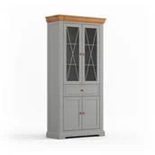 Witryny - Drewniana witryna szklana 2-drzwiowa popielata Marone Elite - miniaturka - grafika 1