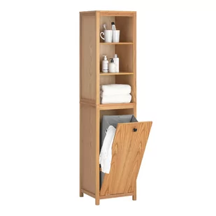 SoBuy BZR95-N Wysoka Słupek Łazienkowy 2w1 Kosz na Pranie Szafka Półka Regał Stojąca Łazienkowa 35 x 40 x 172 cm - Szafki łazienkowe - miniaturka - grafika 1