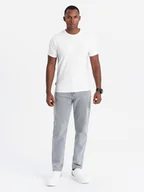 Koszulki męskie - Męska koszulka SLIM FIT z okrągłym dekoltem i logotypem biała V1 OM-TSCT-0220 XL - miniaturka - grafika 1