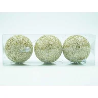 Bombki - Bombki styropianowe 8 cm złote brokat 3 szt. - miniaturka - grafika 1