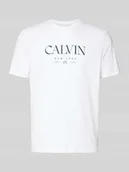 Koszulki męskie - T-shirt z nadrukiem z logo i okrągłym dekoltem - miniaturka - grafika 1