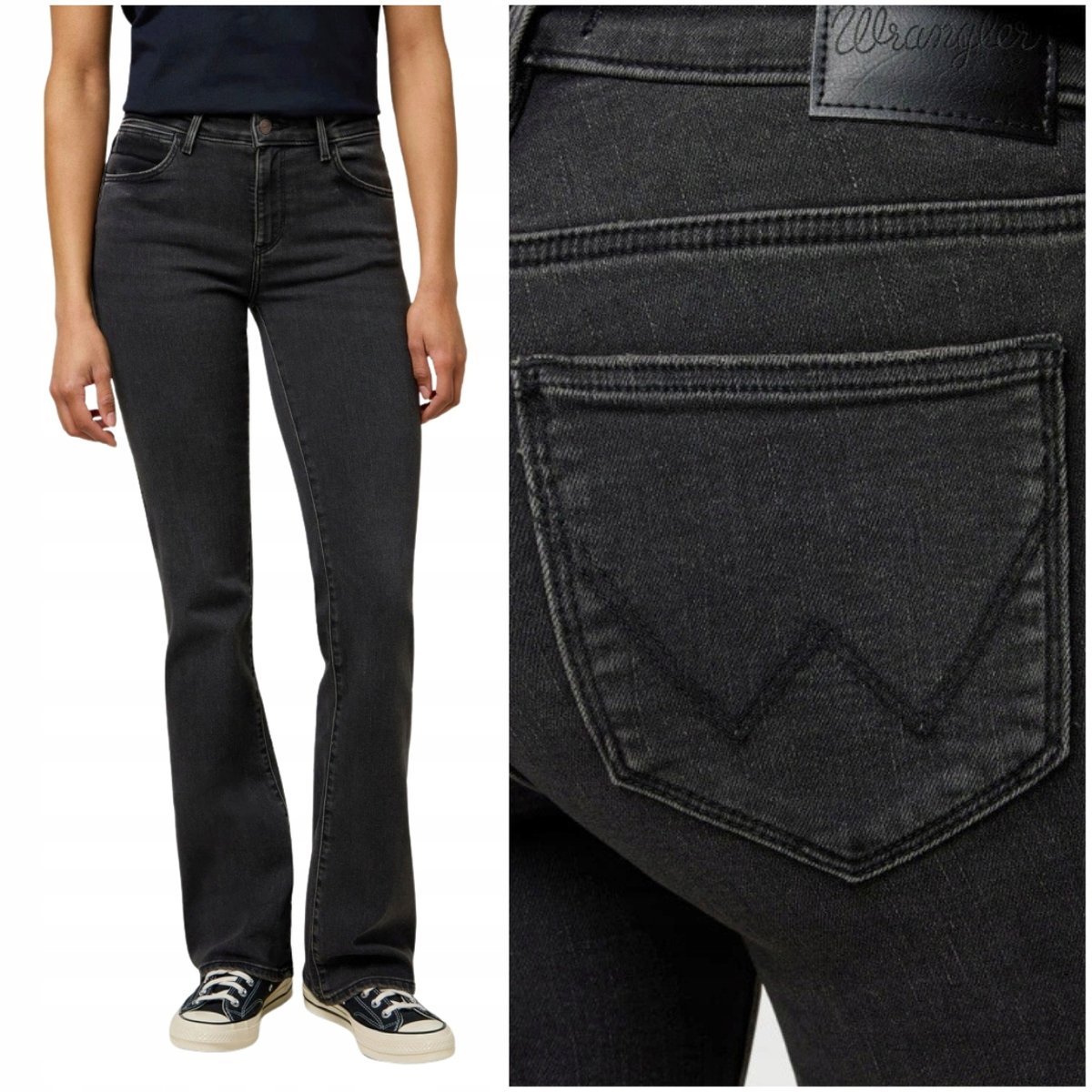 Wrangler BOOTCUT Black Wash rozszerzane damskie spodnie jeansowe W29 L32