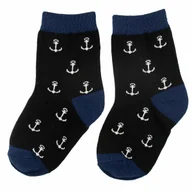 Skarpetki dla dzieci - Skarpety dziecięce Captain Mike czarne w kotwice 31-34 - miniaturka - grafika 1