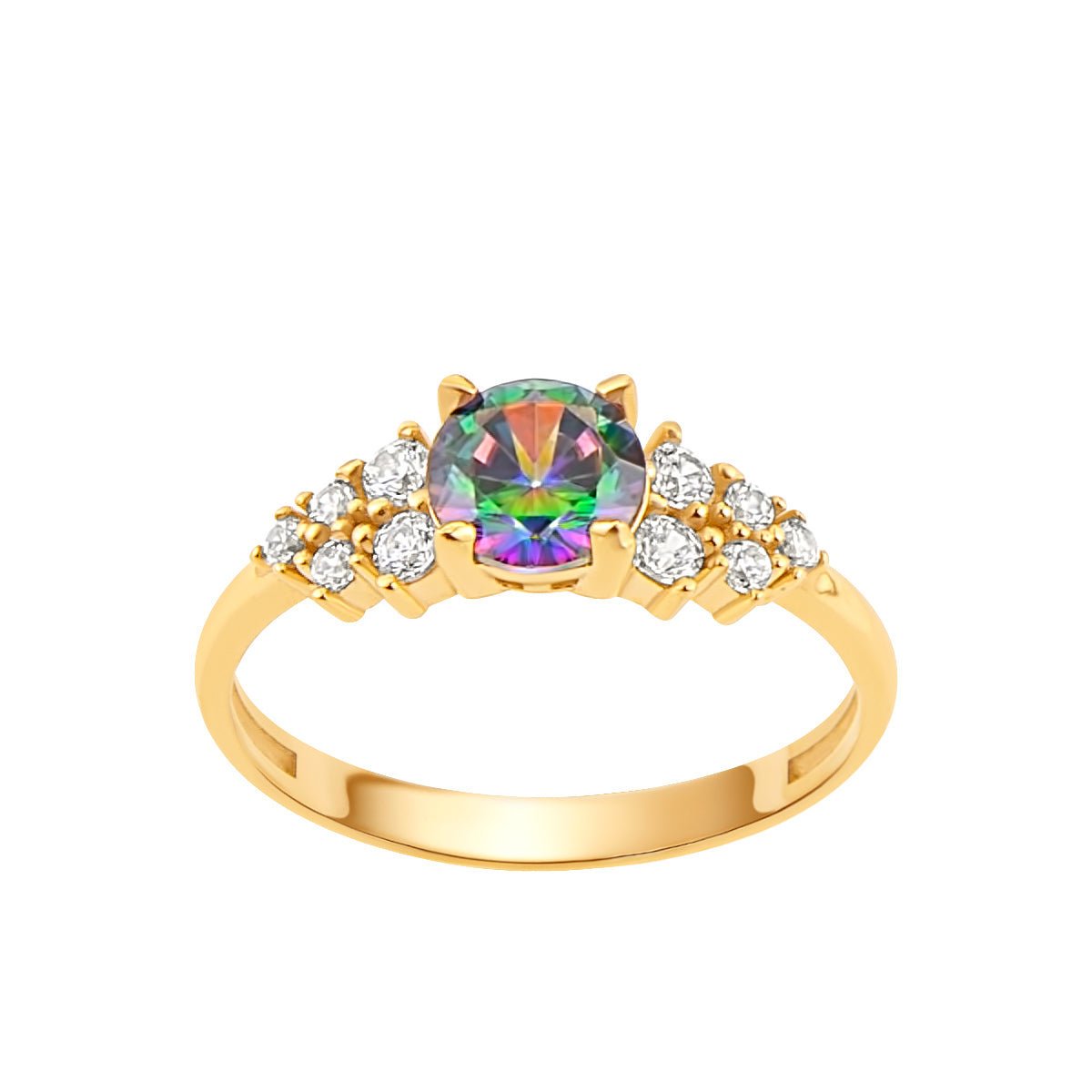 Pierścionek złoto 333 cyrkonia jak Mystic Topaz (rozmiar 18)