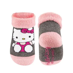 Skarpetki niemowlęce różowo-szare SOXO Hello Kitty z ABS - HELLO KITTY - Skarpetki dla dzieci - miniaturka - grafika 1