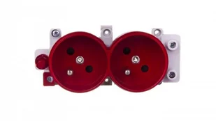 Kontakt Simon Kontakt_Simon Gniazdo podwójne CIMA z uziemieniem 2x230V 16A. dwukolorowe czerwony/czysta biel S2/6/9 - Gniazdka elektryczne - miniaturka - grafika 1