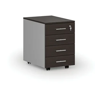 Kontenerek biurowy mobilny PRIMO GRAY, 4 szuflady, szary/wenge - Szafki biurowe - miniaturka - grafika 1