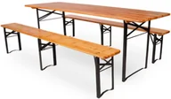 Meble ogrodowe - Drewniany zestaw stół i 2 ławki do ogrodu H2-S35 - miniaturka - grafika 1