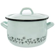 Garnki - Orion Garnek emaliowany KWIATY 20cm pokrywa gaz indukcja 113153 - miniaturka - grafika 1