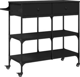 vidaXL Wózek kuchenny czarny 105x42x95 cm materiał drewnopochodny - Wózki kuchenne - miniaturka - grafika 1