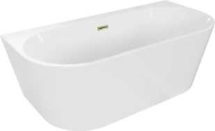 Mexen Oval+ wanna wolnostojąca przyścienna 170 x 80 cm, biała, przelew złoty - 52681708000-50 - Wanny - miniaturka - grafika 1