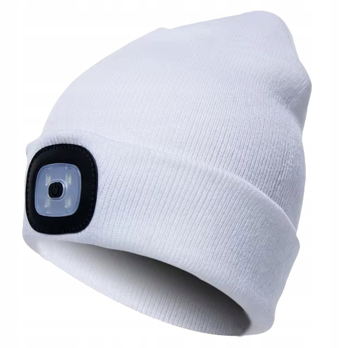 Czapka Zimowa z Latarką Lampką Czołową LED Ładowanie USB PRODUKT PL biała