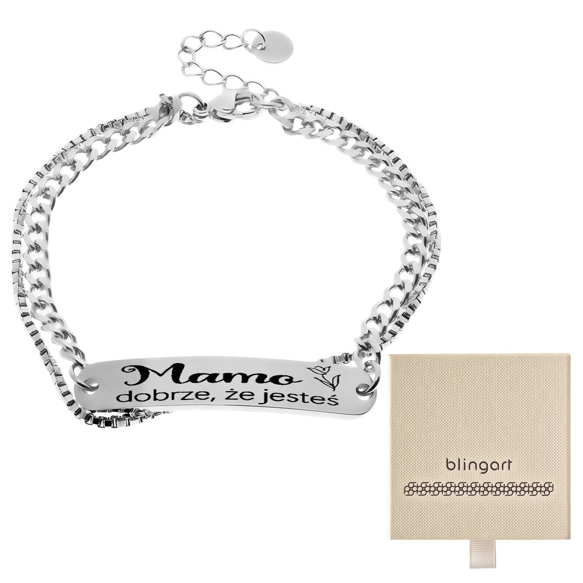 Bransoletka damska z GRAWEREM regulowana STAL 316L