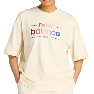 Koszulka damska New Balance WT53916LIN - beżowa - Koszulki sportowe damskie - miniaturka - grafika 1