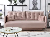 Sofy i kanapy - Elegancka Kanapa Z Funkcją Spania Molly Tapicerowana Welurem Pudrowy - miniaturka - grafika 1