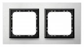 Klawisze i ramki - Ospel Ramka  podwójna SONATA metal 4mm - aluminium/czarna - miniaturka - grafika 1