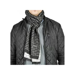 Ciepły Cashmere szalik męski geometryczny SZA-31 czarno-biały - Apaszki i szaliki męskie - miniaturka - grafika 1