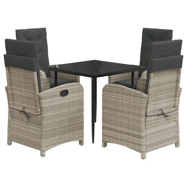 Zestaw Mebli Ogrodowych Rattan PE, Stół 80x80x74 cm, Krzesła Jasnoszare